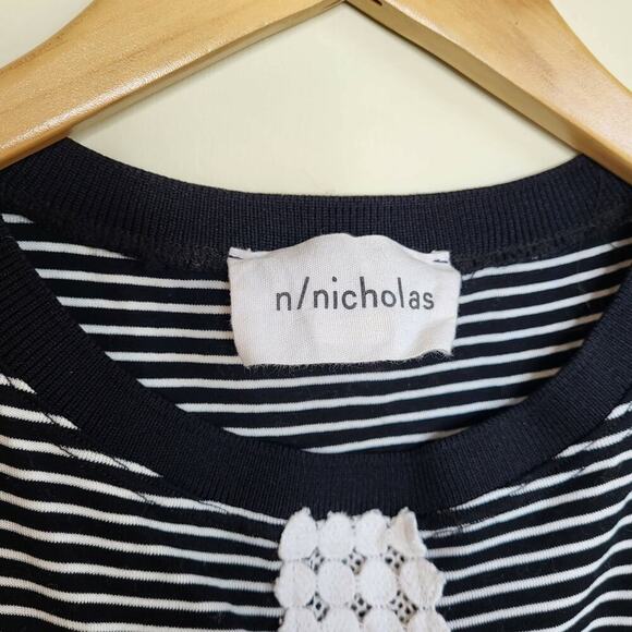 N Nicholas Sleeveless Dropped Waist Embroidered Cotton Dress - Stripes - Multi - Picture 8 of 12